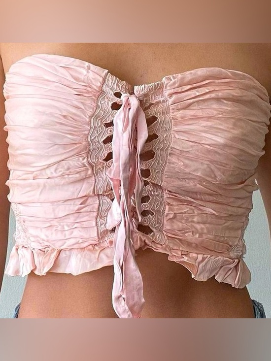 Nordstrom Tops - Nordstrom Free People Pale Pink Strapless Lace-Up Bustier